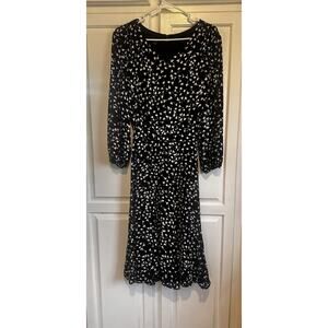 Talbots Size 16 Dress Belted Black Long Sleeve Office Church Party Stretch